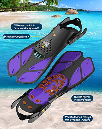 Zenoplige felnőtt búvárkészlet uszonyokkal páramentes panoráma búvárszemüveg, száraz - outlet termék