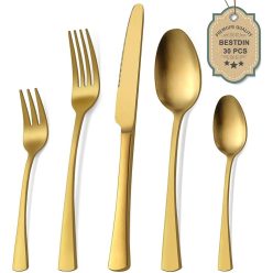   Bestdin 60 darabos evőeszközkészlet matt arany, 12 személyes - outlet termék