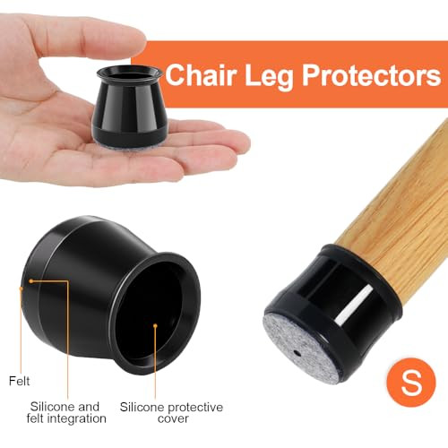 Védőkupakok szék lábakhoz filccel, gumis szék lábvédők, filc pad, bútor alátét - outlet termék