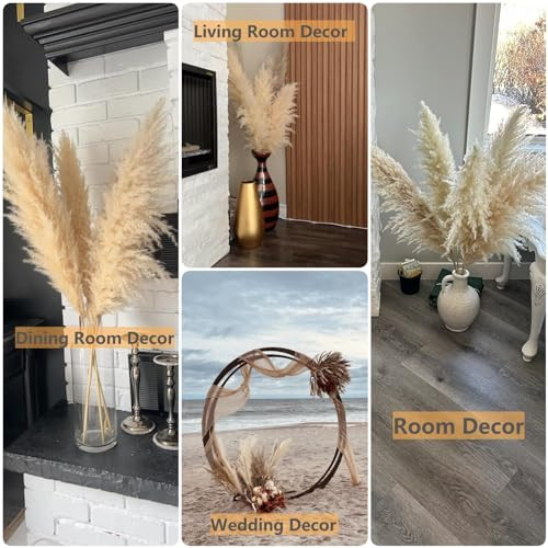 Szárított pampafű dekoráció, 100 darabos pampafű nyuszifarokkal, szárított virágok - outlet termék