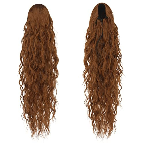 FESHFEN hosszú lófarok hajhosszabbítás húzózsinóros, hosszú, hullámos, göndör - outlet termék