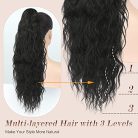 FESHFEN hosszú lófarok hajhosszabbítás húzózsinóros, hosszú, hullámos, göndör - outlet termék