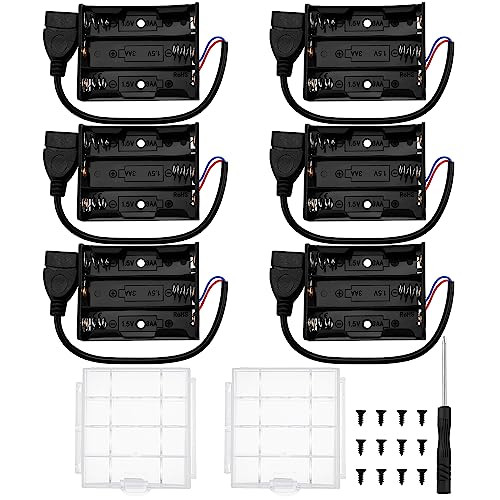 KUOQIY 3 x 1.5V AA elem tartó USB aljzattal 6 darabos, 2 darabos műanyag elem tároló - outlet termék