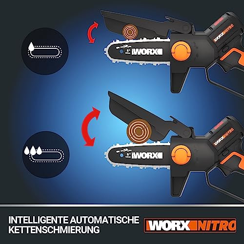 WORX WG325E.9 Nitro professzionális mini akkumulátoros láncfűrész 20 V, egykezes - outlet termék