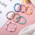 7 darabos gyöngy karkötő szett női, színes gyöngyök, rugalmas, boho stílus, agyag - outlet termék