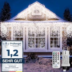   WOWDSGN LED jégcsap fényfüzér, 15 m, 660 LED, időzítővel, 8 mód, IP44 vízálló - outlet termék
