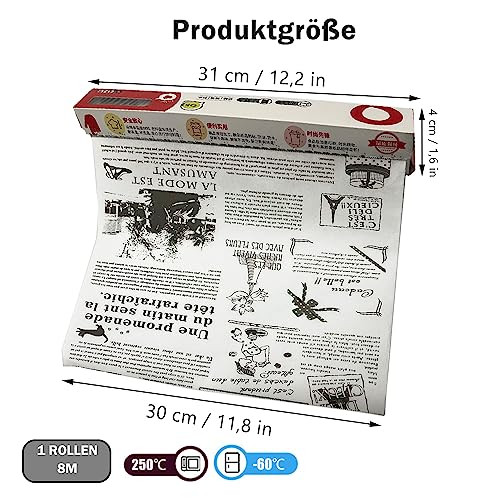 Sütőpapír tekercs 8 m zsírpapír szendvicshez, fehér - outlet termék