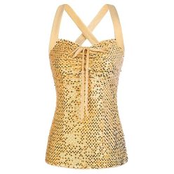 Belle Poque női flitteres felső arany, XL - outlet termék