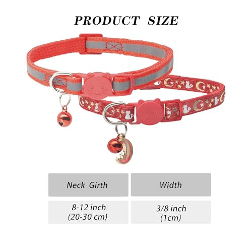 DAIHAQIKO 2 darabos fényvisszaverő macskanyakörv holdcsengővel, szín: ragyogó - outlet termék