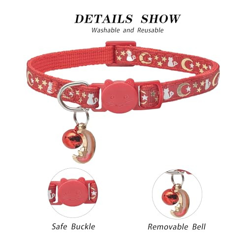 DAIHAQIKO 2 darabos fényvisszaverő macskanyakörv holdcsengővel, szín: ragyogó - outlet termék