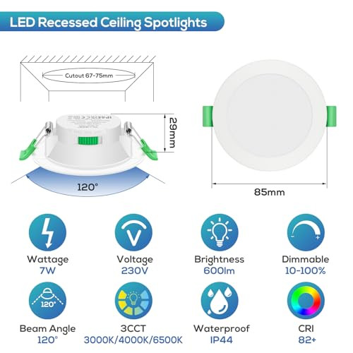ALUSSO LIGHTING LED süllyesztett lámpa, 230 V, 7 W, dimmelhető, 68 mm, IP44 - outlet termék