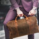 DONBOLSO bőr utazótáska kézipoggyász, olasz vintage bőr, férfiaknak, párnázott - outlet termék