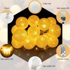 Liyade fényfüzér belső, pamutgolyó fényfüzér, 6M 20LED gömb fényfüzér dugóval, 8 mód - outlet termék