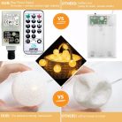 Liyade fényfüzér belső, pamutgolyó fényfüzér, 6M 20LED gömb fényfüzér dugóval, 8 mód - outlet termék