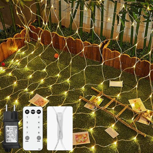 Lichternetz 3x2m 200 LED fényfüzér melegfehér, IP44 vízálló, távirányítóval, 8 mód - outlet termék