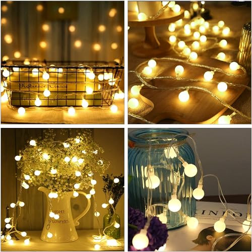 Liyade 15M 120 LED gömb fényfüzér külső, 8 mód és memória funkció, fényfüzér belső - outlet termék