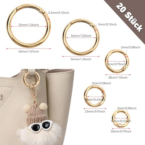 20 darabos kerek karabiner készlet arany - outlet termék