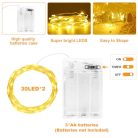 LED tündérfények, elemes, 2x 3 m, 30 LED rézhuzalos tündérfények, időzítővel - outlet termék