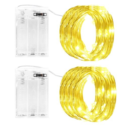 LED tündérfények, elemes, 2x 3 m, 30 LED rézhuzalos tündérfények, időzítővel - outlet termék