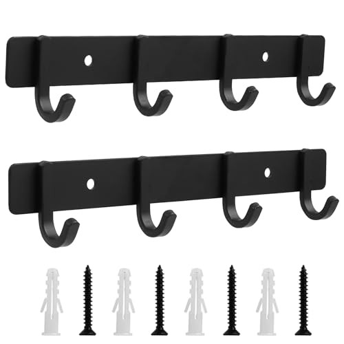 Xingwenhao 2 darabos fali akasztó, fekete fém, 4 akasztós, kalap, törölköző, táska - outlet termék