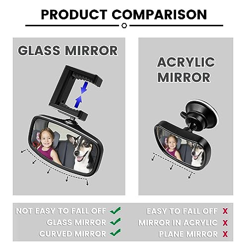 Baby autós tükör, 360°-ban forgatható, rugós rögzítés, üveg tükör, hátsó ülés - outlet termék