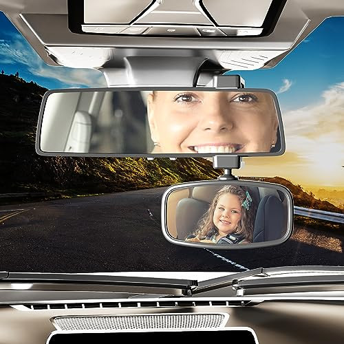 Baby autós tükör, 360°-ban forgatható, rugós rögzítés, üveg tükör, hátsó ülés - outlet termék