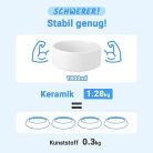 SPUNKYJUNKY kerámia kutyatál bambusz állvánnyal 1800ml, fehér - outlet termék