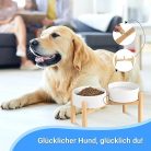 SPUNKYJUNKY kerámia kutyatál bambusz állvánnyal 1800ml, fehér - outlet termék