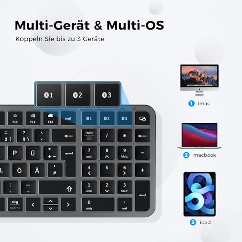 iClever Bluetooth billentyűzet vezeték nélküli, több eszköz, német QWERTZ - outlet termék
