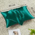Vielit 2 darabos szatén párnahuzat hajra és bőrre sötétzöld, 40x80 cm, 2 hajgumi - outlet termék