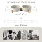 SPUNKYJUNKY kerámia dupla kutyatál bambusz állvánnyal nagy kutyáknak 1800ml (szürke) - outlet termék