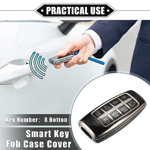 ABSOPRO autókulcs medál Hyundai 8 gombos TPU fekete - outlet termék