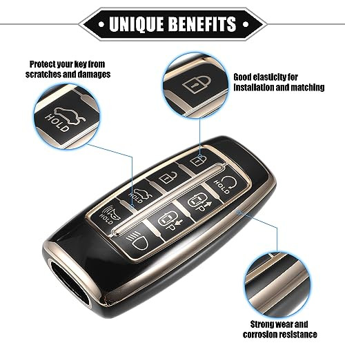 ABSOPRO autókulcs medál Hyundai 8 gombos TPU fekete - outlet termék