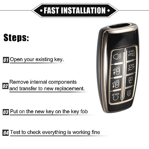 ABSOPRO autókulcs medál Hyundai 8 gombos TPU fekete - outlet termék