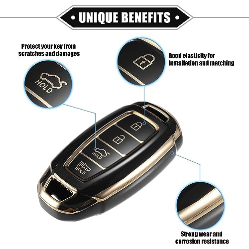 ABSOPRO autós távirányító tok Hyundai I30 Elantra 4 gombos fekete - outlet termék