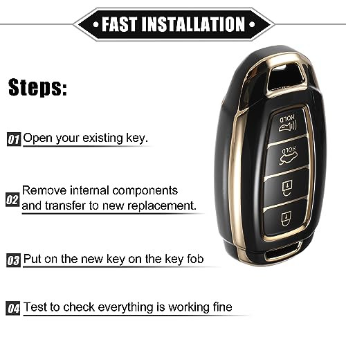 ABSOPRO autós távirányító tok Hyundai I30 Elantra 4 gombos fekete - outlet termék