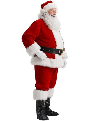 Miulruma A038 Mikulás jelmez bársony szett kalap, paróka, szakáll, öv, kesztyű - outlet termék