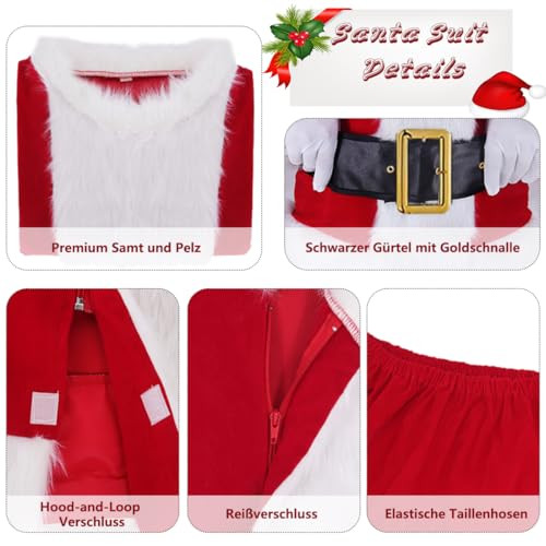 Miulruma A038 mikulás jelmez bársony, sapka, paróka, szakáll, öv, kesztyű - outlet termék