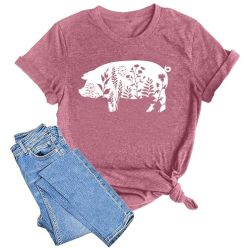 Női virágos malac mintás póló alap - outlet termék