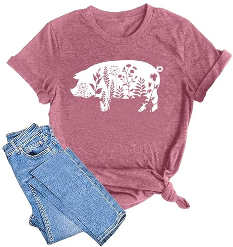 Női virágos malac mintás póló alap - outlet termék