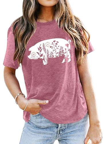 Női virágos malac mintás póló alap - outlet termék