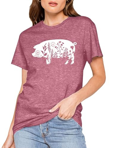 Női virágos malac mintás póló alap - outlet termék