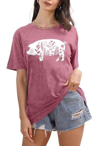 Női virágos malac mintás póló alap - outlet termék