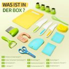 17 darabos gyermek biztonsági konyhakés készlet, zöldségkiszúró - outlet termék