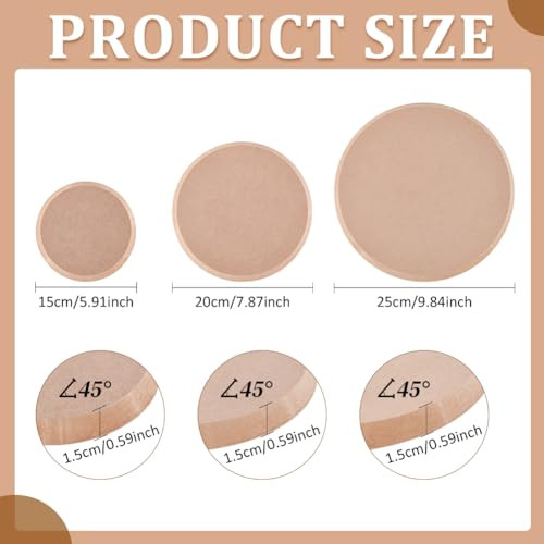 BENECREAT 3 darabos kerek kerámia formázó készlet fa sűrűségű lap, agyaglap - outlet termék