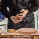 BENECREAT 3 darabos kerek kerámia formázó készlet fa sűrűségű lap, agyaglap - outlet termék