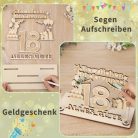 Jostift pénzajándék 18. születésnapra, fa tábla vendégkönyv 18. születésnapra LED - outlet termék
