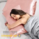 Vielit 2 darabos szatén párnahuzat hajra és bőrre rózsaszín, 40x80cm, 2 hajgumi - outlet termék