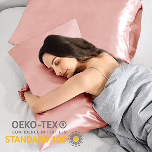 Vielit 2 darabos szatén párnahuzat hajra és bőrre rózsaszín, 40x80cm, 2 hajgumi - outlet termék