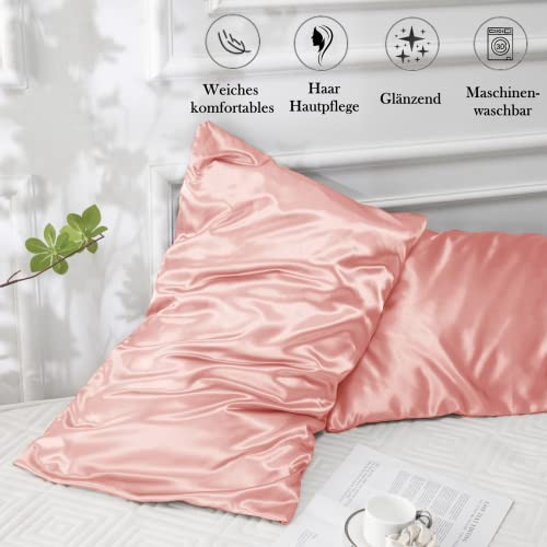 Vielit 2 darabos szatén párnahuzat hajra és bőrre rózsaszín, 40x80cm, 2 hajgumi - outlet termék